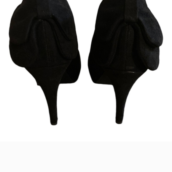 Impo Black Suede Ankle Booties Womens Size 6.5 M Bow - Picture 3 of 5